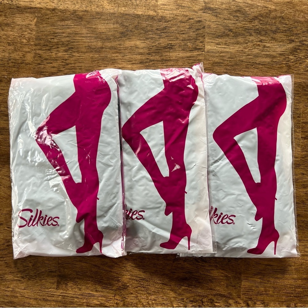 NEW Bundle (3) Silkies Ultra Shapely Perfection Jet Black Nylons XL Extra Large - Picture 4 of 4